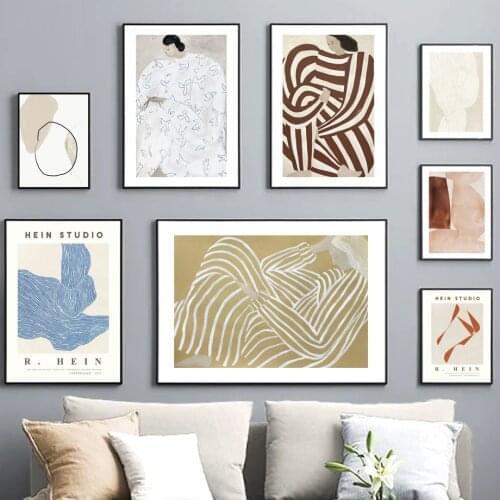 Abstract Line Geometry Curve Girl Wall Art Print Canvas Painting Modern Nordic Poster Gallery Wall Picture For Living Room Decor