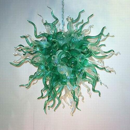 Free Air Freight Round Style Bedroom Kitchen Lighting Handmade Glass Green Chandelier ceiling lights for living room