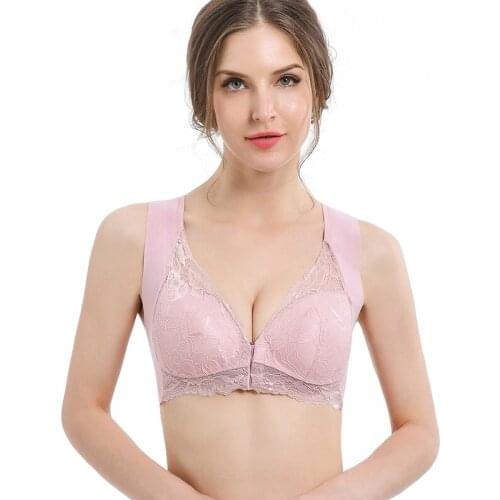 Sleep Bra Bra Sports Bra Shockproof Women Underwear Lace Vest No Steel Ring Front Button Big Size Bra