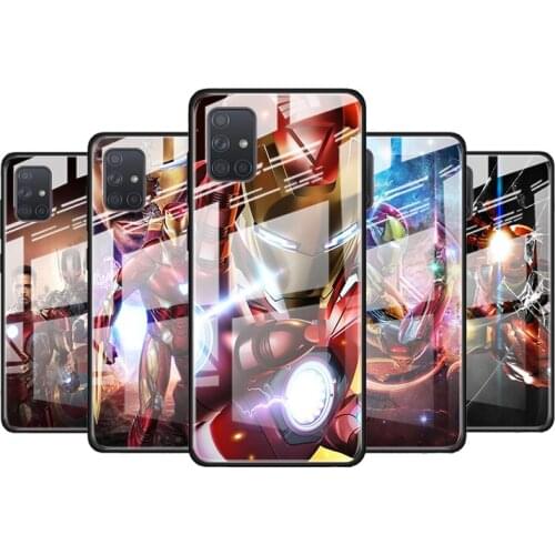 Iron Man Cool Marvel for Samsung Galaxy S21 Ultra A71 A51 4G 5G A91 A81 A41 A31 A21 A11 A01 Tempered Glass Phone Case