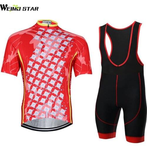 WEIMOSTAR Men Cycling Jersey Summer Red Shirt Bike Jerseys Ropa Ciclismo Summer Gel Breathable Pad BIb Shorts Suit