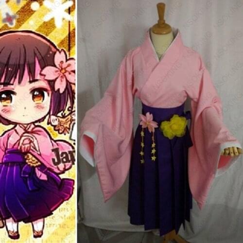 Axis Powers Hetalia Honda Sakura Kimono Japan Anime APH Honda Kiku Tobi Cosplay Costume