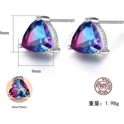 HOT Sell colored jewelry Crystal zircon ruby sapphire S925 silver shining rainbow stone earrings for women
