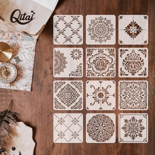 QITAI 12pcs Layering Stencils for DIY Scrapbooking/Photo Album Decorative Embossing DIY Paper Cards Crafts ST02
