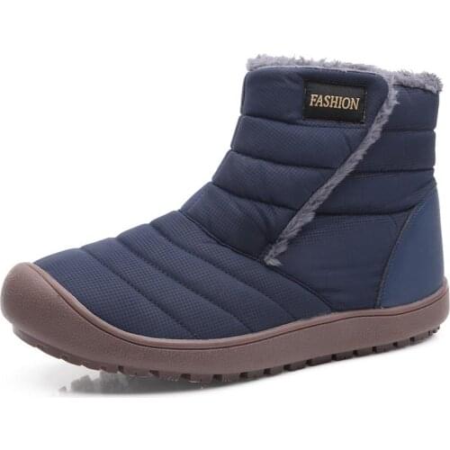 Men Winter Waterproof Snow Boots Couple Warm Fur Plush Ankle Boots Unisex Wear-Resistant Boots Men Winter Shoes Big Size 36-46