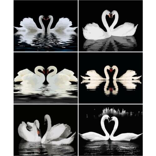 AZQSD Adult Oil Painting By Numbers Animal Home Bedroom Wall Artwork 40x50cm DIY Coloring By Numbers Swan Handmade Gift