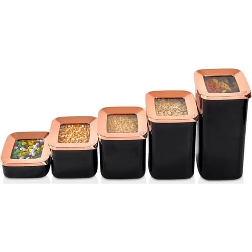 Vip John Square Storage Container Set (Black & copper)