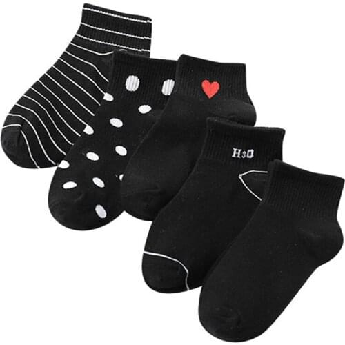 2020 New Female Sox Lovely Printing Comfortable Cotton Ankle Socks Girls Female Invisible Boat Socks Shallow Mouth Socks Black