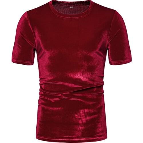 2021 Newest Summer Men Velvet T Shirt Short Sleeve Velour Vintage High Street Tops Clothing Tee 3XL Mujer Camisetas