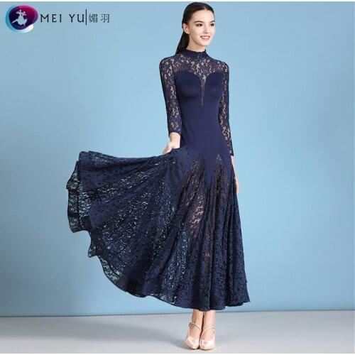 New adult modern dress lace long sleeve waltz dancing ballroom dancing costumes dress MY824