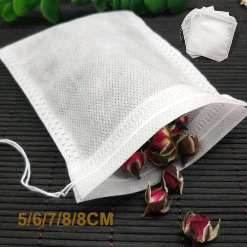 100Pcs Empty Teabags Disposable Drawstring Non-Woven Fabric Tea Herb Filter Bag Pouch Tea Package Bags Herbal Infusers Filters