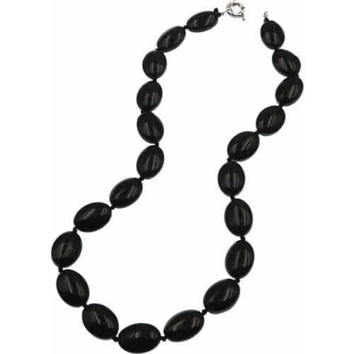 New Trendy Short Chain Necklace for Women Natural Stone Agat Egg Beads Strand Necklaces Choker Short Chain Gifts Jewelry 17"B38