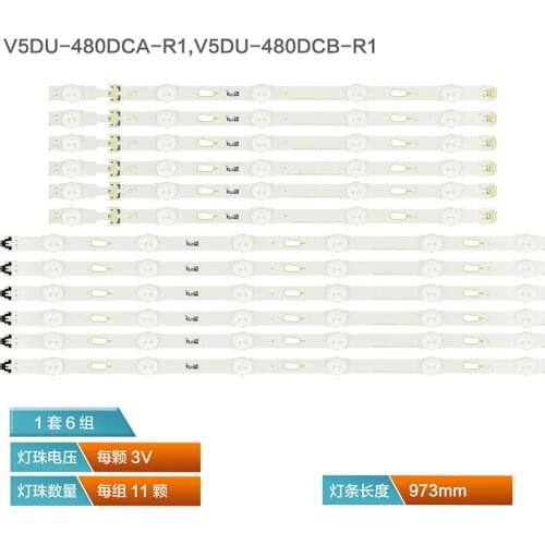 LED backlight strip 11 lamp for Samsung 48"TV UE48JU6060 V5DU-480DCA-R1 480DCB BN96-34793A 34794A UE48JU6400 CY-GJ048HGLVLH
