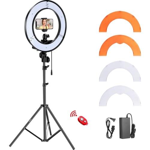 Neewer RL-12 LED Ring Light 14” Outer Diameter 12” Inner Diameter with Light Stand, Soft Tube, Filter for Makeup, YouTube