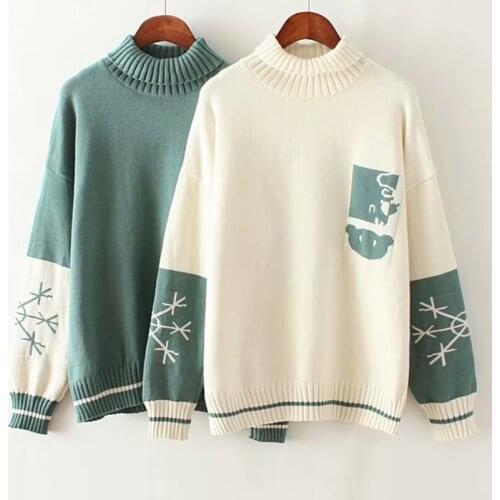 Casual Sweet Loose Sweater Woman 2020 Long Sleeves Pullover Ladies Elegant Autumn Winter Warm Jumper Sweat Oversize Femme AA5609