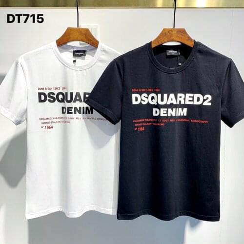 Dsquared2 New Men/Women Street Hip-Hop Round Neck Short-Sleeved T-Shirt Cotton Locomotive Letter Printing Casual Tee DT715