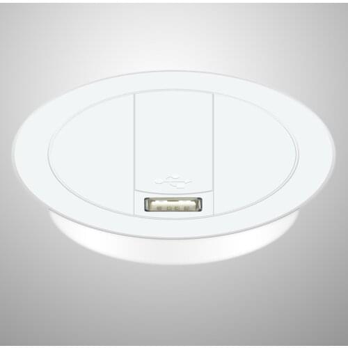 Universal Wireless Qi Charger Furniture Office Table Mounted Quick Charging Pad with USB Port for Smart Phones (White)