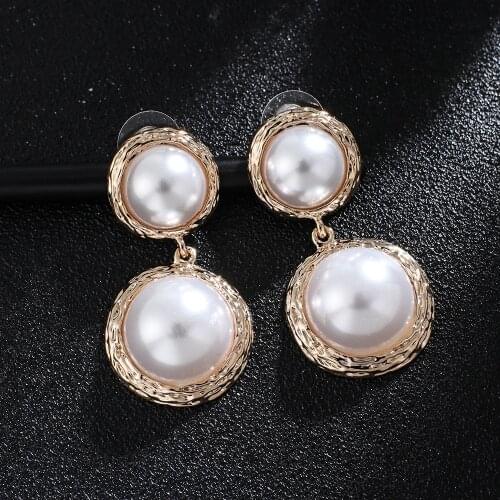Gojomem Vintage Bohemian Design Gold Color Simulation Pearl Earrings for Women Girl Birthday Gifts Fashion Jewelry High Quality