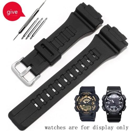 Waterpoof Rubber Watchband Replacement Casio AQ-S810W AEQ 110W MCW 200H Mens Black Watch Chain 18mm