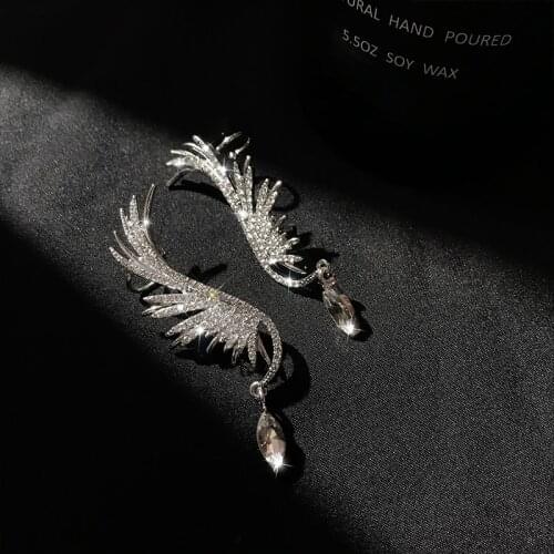 14K Gold Jewelry Feather Shape Earring Women White Diamond Aretes De Mujer Mystic Bague Diamant 14k Gold Jewelry Diamond Earring