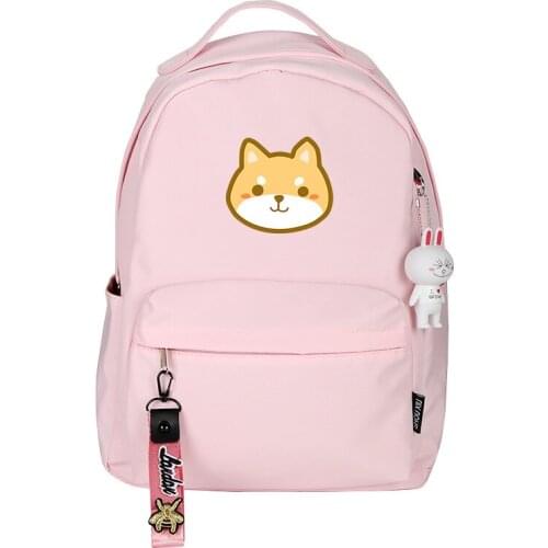 Doge Husky Shiba Inu Print Cartoon Bookbag Women Cute Backpack Kawaii Travel Backpack Nylon School Bags for Teenage Girls