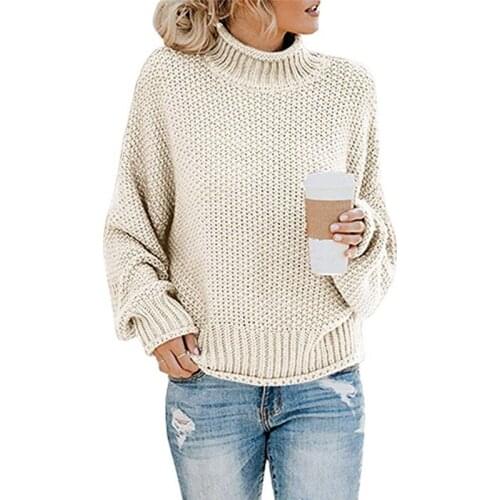 Turtleneck Pullover Sweater Women Long Sleeve Knitted Ribbed Sweater Slim Jumper Autumn Winter Black Sweater Pull Femme Clothes
