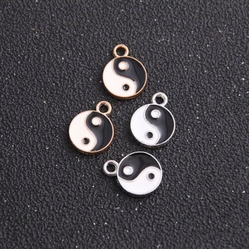 8pcs 12*16mm Two Color Alloy Metal Drop Oil Gossip Charms Pendant For DIY Bracelet Necklace Jewelry Making