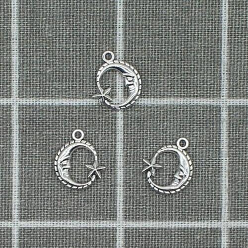 12pcs 16*19mm Ancient Silver Color star moon Charms Connection Pendant For Jewelry Making DIY Metal necklace Crafts X1819