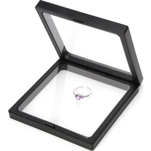 2021 New PET Membrane Acrylic Jewelry Suspended Display Holder Box Case With Base 9*9CM