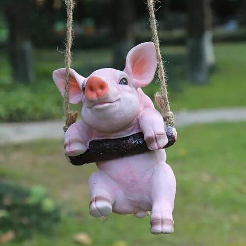 40# Cute Piggy Koala Pendant Simulation Resin Ornaments Garden Outdoor Hanging Yard Garden Decor Ornament Décoration De Jardin