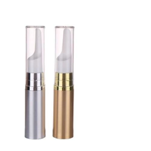 5ML silver/gold airless bottle long Gold vacuum pump clear lid lotion emulsion serum sample eye essence skin care packing
