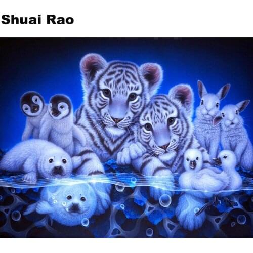 5D Diamond Painting tigers Diamond Embroidery sale full square round drill DIY Mosaic diamond picture animals rabbit