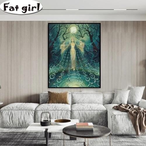 Diamond Painting Poster Greek Goddess Of the Night Psychedelic 5D Embroidery Mosaic Pagan Goddess Full Drill Diy Cross Stitch