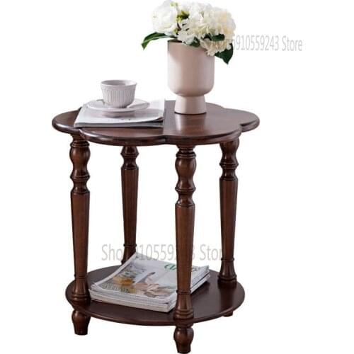 American Sofa Side Table Cabinet Living Room Round Corner Table Simple Small Round Table Simple Small Side Table European Solid