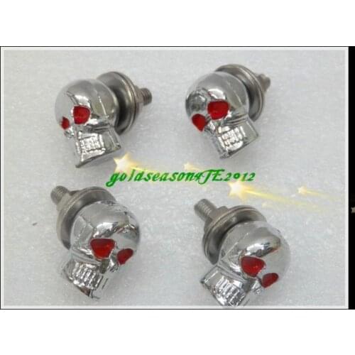 Freeshipping 4 x Chrome 5MM Skull Skeleton Bolts Windshields License Plate Motorcycle Custom
