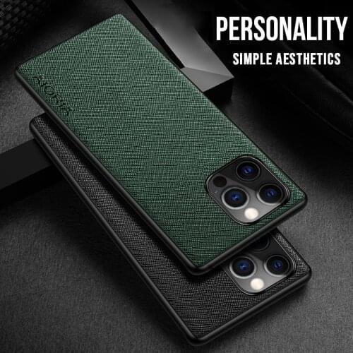 For Apple iPhone 12 13 Pro Max Case 12 13 Mini PU Leather Cases Silicone Around Edge Business High Quality Back Cover