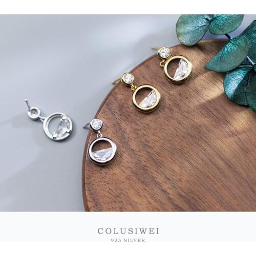 Colusiwei Water Design Dangle Earrings for Women Clear CZ 925 Sterling Silver Drop Earrings Jewelry Korean Fashion Jewelry