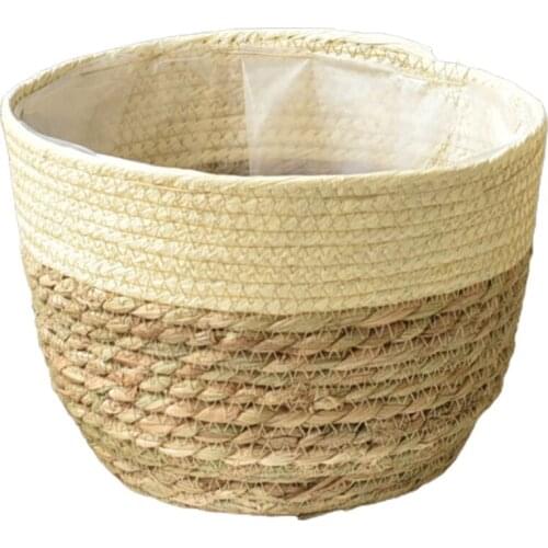 Rattan Floor Flower Pot Gardening Supplies Caliber 15 Not Foldable Bottom 10cm High Intelligence Nordic Straw Storage Basket