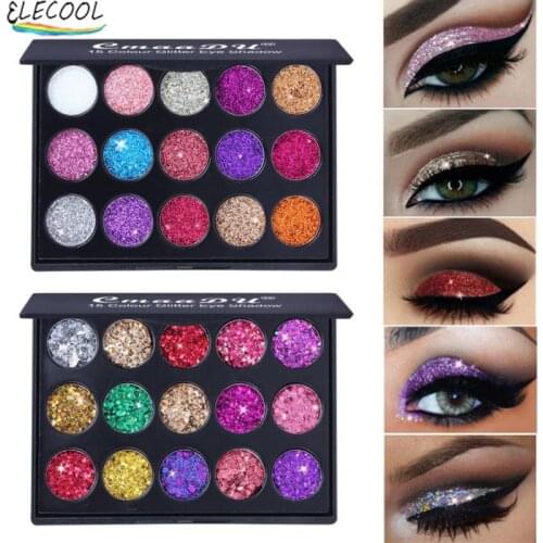 ELECOOL Diamond Sequin 15 Colors Luster Eyeshadow Palette Oogschaduw Glitter Makeup Waterproof Non-Smudge Face Eyes Cosmetic Set