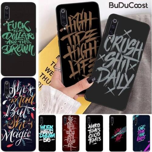 Artistic font text Phone Case For Xiaomi Mi 9 9T CC9 CC9E 8 SE Pro A2 Lite 6X 5 A3 A1 Max Mix 2 3