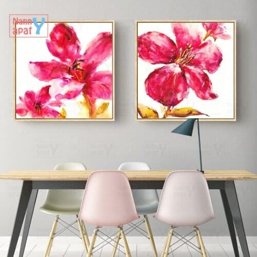 Red Watercolor Flower Home Decor Nordic Canvas Poster Wall Art Print for Living Room Bedroom Picture Minimalist Oil Painting