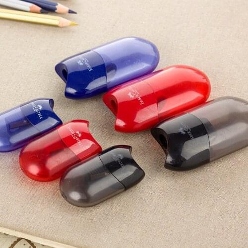 Faber Castell Mini Sleeve Pencil Sharpener 2 pcs/Lot Double Hole with Container For Black Lead/Color Pencils Sketch