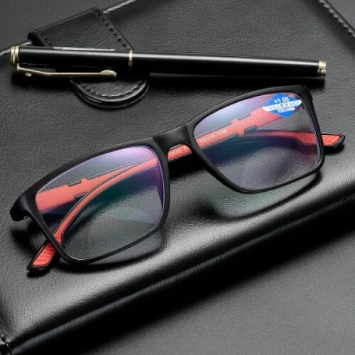Fashion Anti-blue Light Reading Glasses Men Women Comfortable Universal Retro Black Full Frame Ual-Light Old Man Reading Mirror