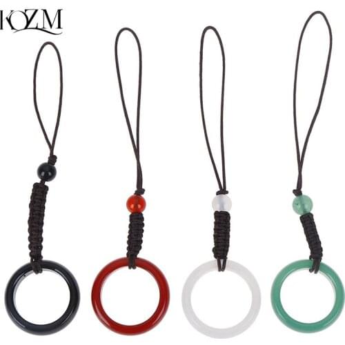 New Artificial Agate Finger Ring Hand Rope Pendants Keychain Mobile Phone Strap