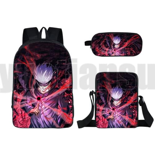 New Mochila Jujutsu Kaisen Backpack Men Zipper Rucksacks Notebook Shoulder Bag Schoolbag Pencil Case Sac A Dos Women Travelbags