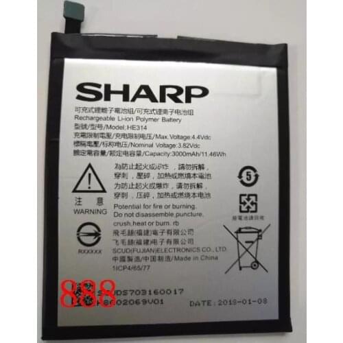 3.82V 3000mAh Original Quality Battery HE314 for SHARP AQUOS Z2 A1 FS8002 With Tracking Number