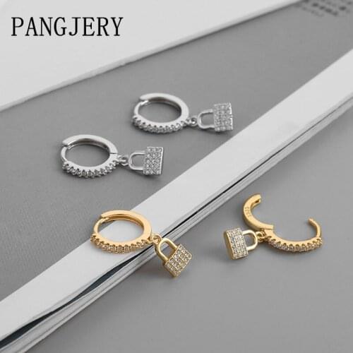 PANGJERY Prevent Allergy 925 Sterling Silver Micro Pave Zircon Earrings for Women Fashion Chic Key Lock Party Fine Jewelry Gifts