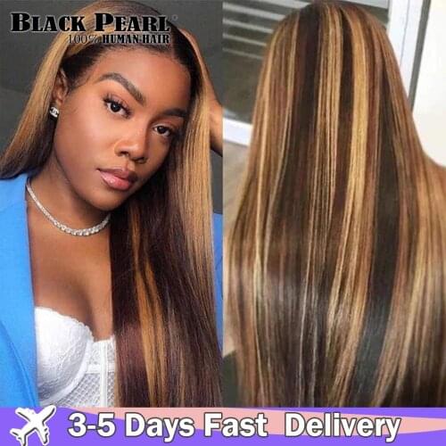 Factory Highlight Lace Front Human Hair Wigs Brazilian Straight P4/27 Ombre Human Hair Wig For Women 150 Density Lace Front Wig
