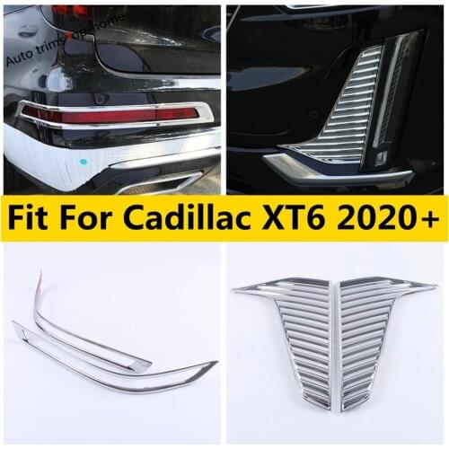 Front / Rear Tail Fog Lights Lamps Decoration Cover Trim For Cadillac XT6 2020 2021 ABS Chrome / Carbon Fiber Look Accessories