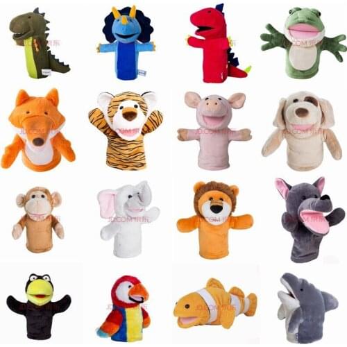 Plush Toy Dinosaur Animal Hand Puppet Mouth Can Be Used For Early Lecture Props Frog Fox Tiger Monkey Crow Elephant